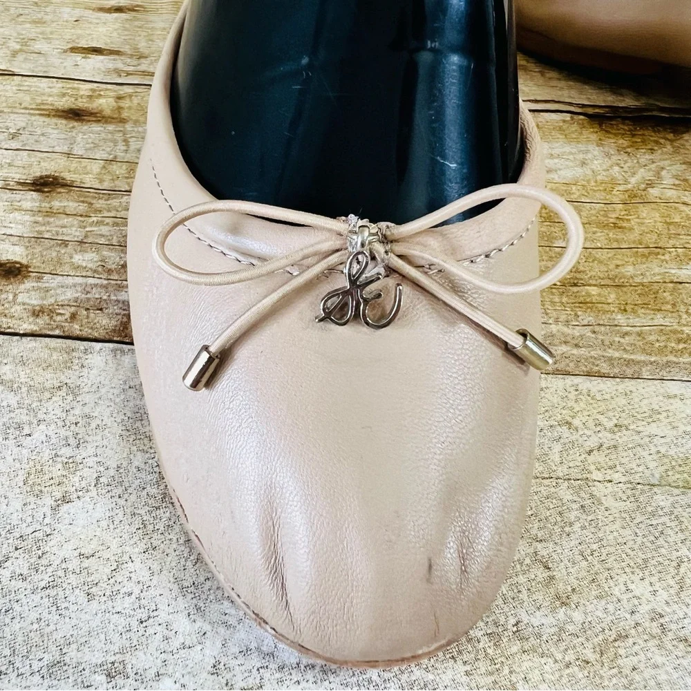 Sam Edelman Felicia Ballet Flats Beige Leather Bow Charm Shoes Womens 6M - Picture 12 of 16